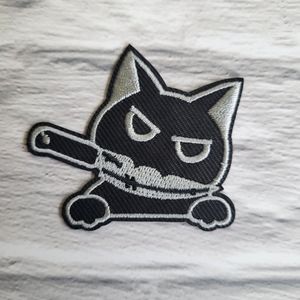 Menacing Murder Black Cat Gothic Embroidered Iron on Patch